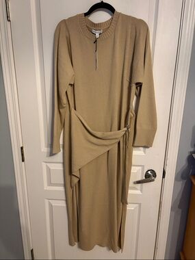 Banana Republic Taupe Knit Maxi Dress with Draped Waist